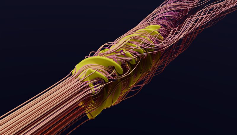 OpenFOAM RANS simulation of flow around fusilli